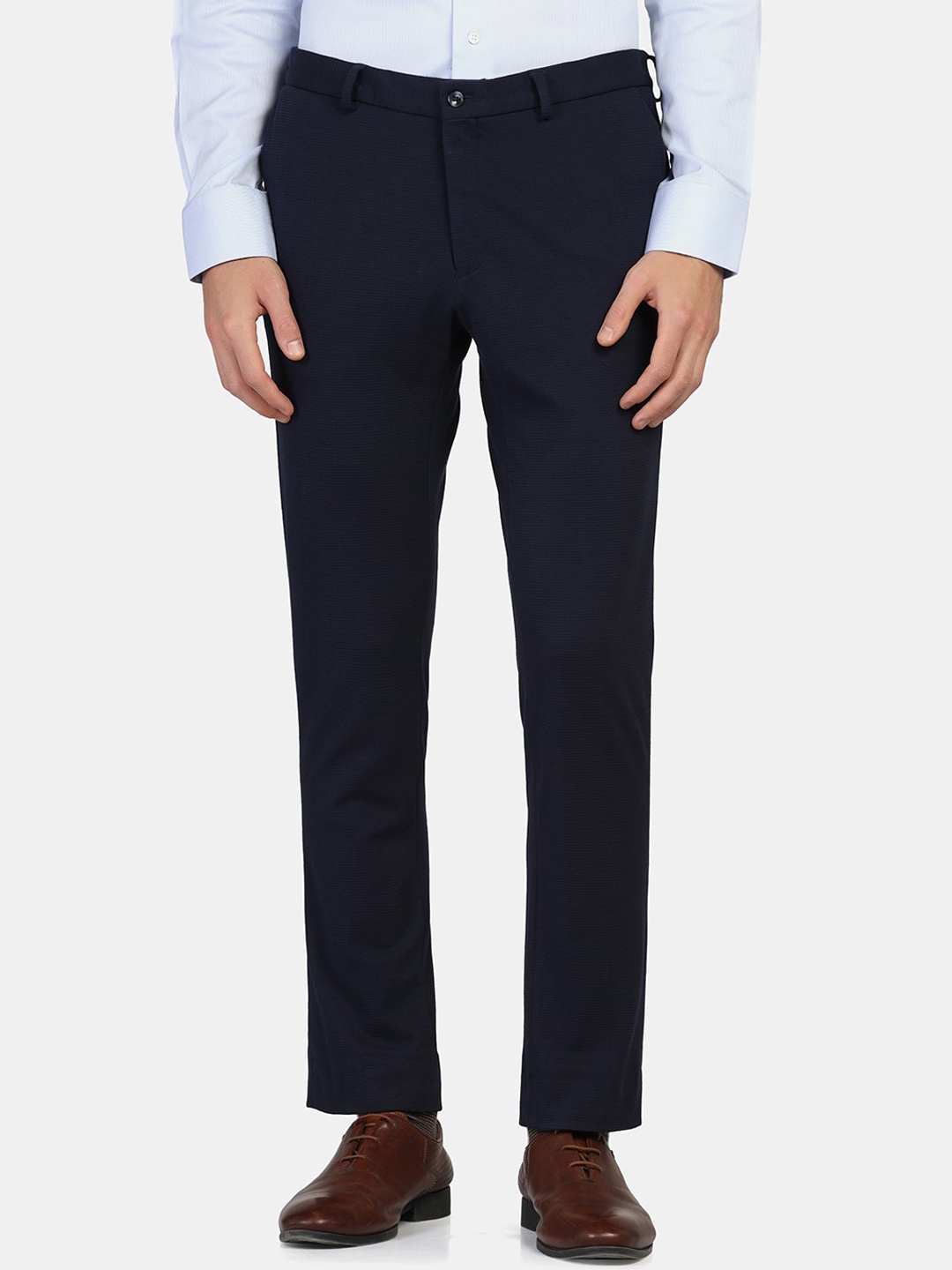

Blackberrys Men Slim Fit Low-Rise Trousers, Navy blue