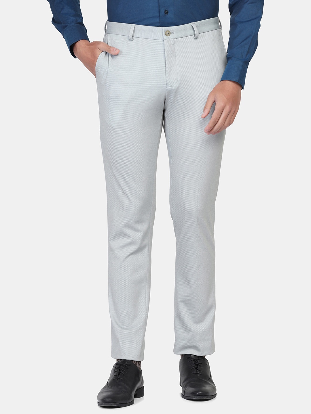 

Blackberrys Men Slim Fit Low-Rise Trouser, Grey