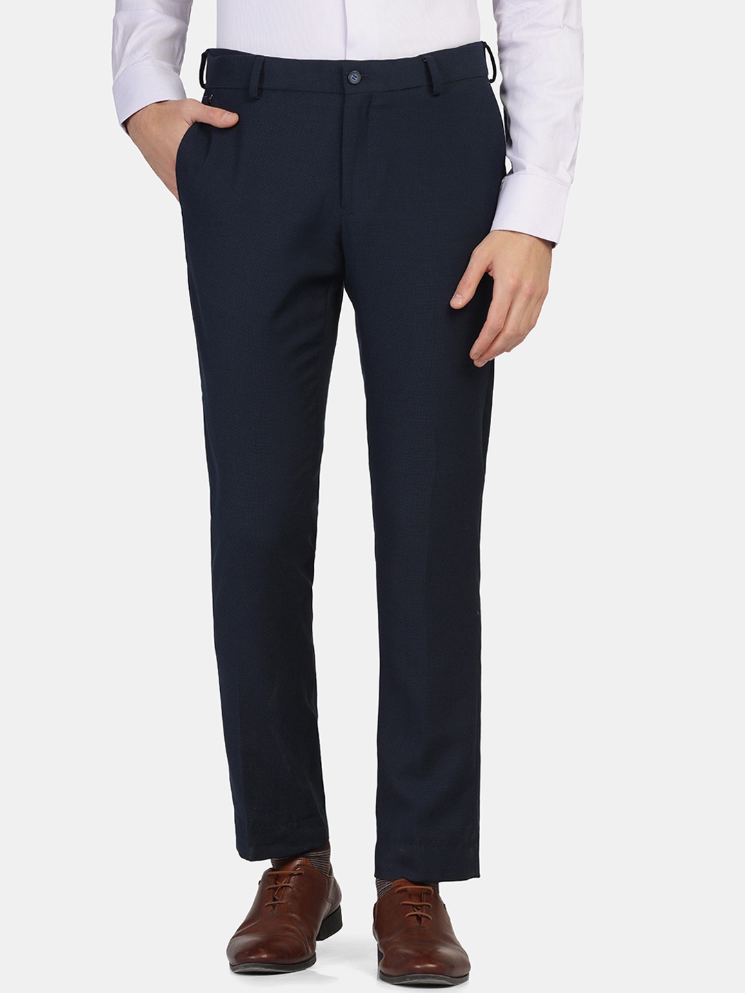 

Blackberrys Men Slim Fit Low-Rise Trouser, Navy blue