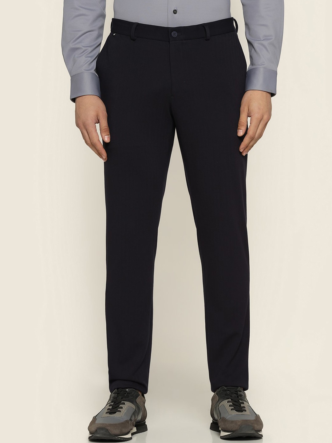 

Blackberrys TechPro Men Navy Solid Formal Trouser, Navy blue