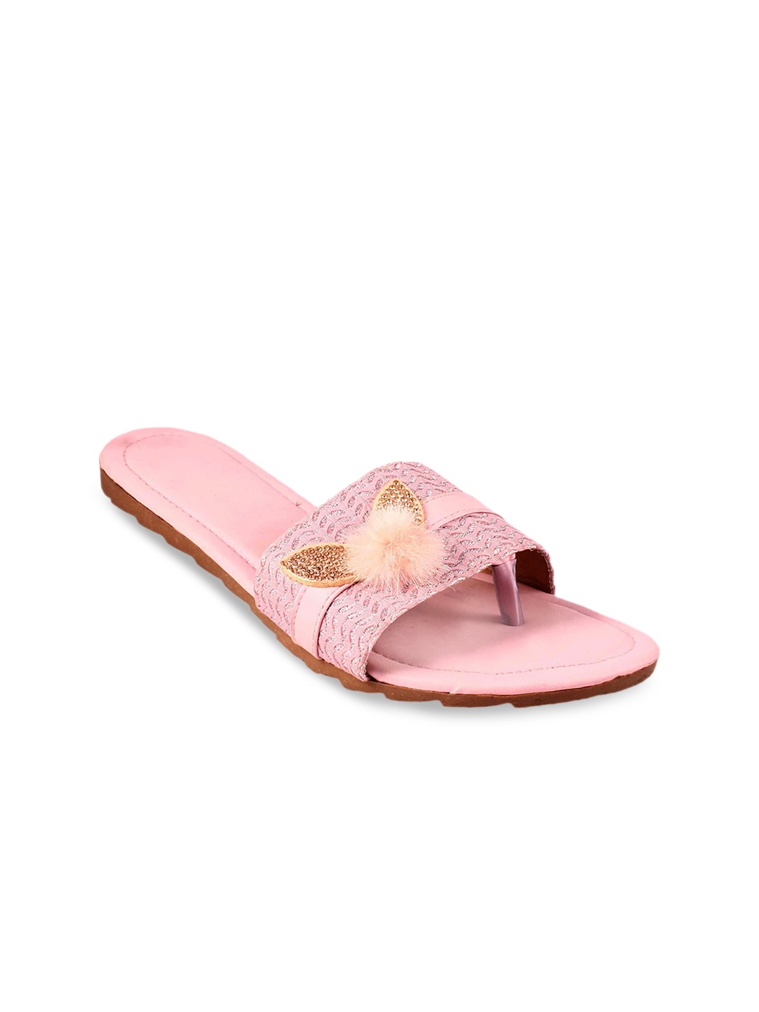 

Apratim Women Embellished Open Toe Flats, Pink