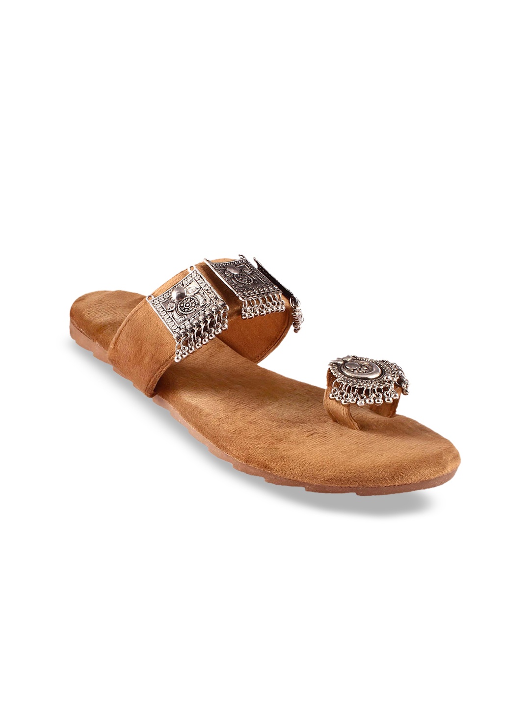 

Apratim Women Embellished One Toe Flats, Brown