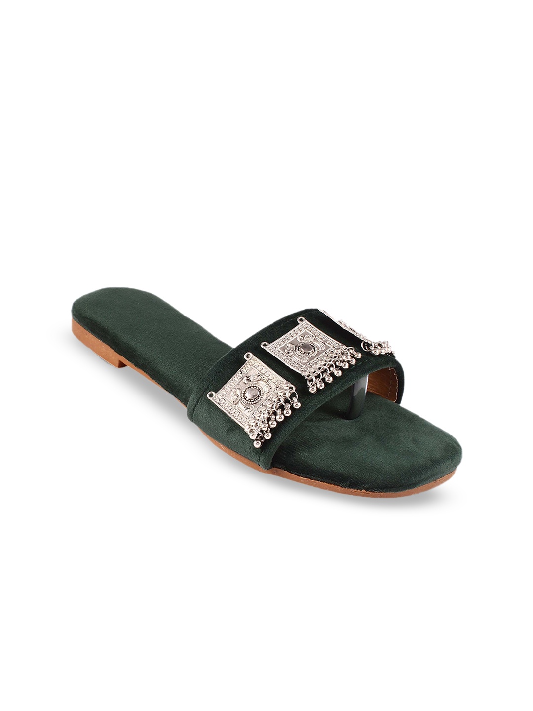 

Apratim Women Embellished Open Toe Flats, Green