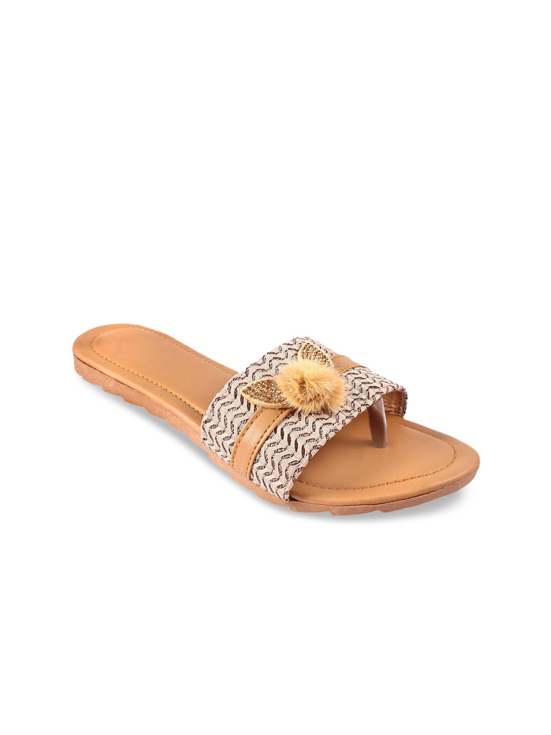 

Apratim Women Embellished Open Toe Flats, Brown