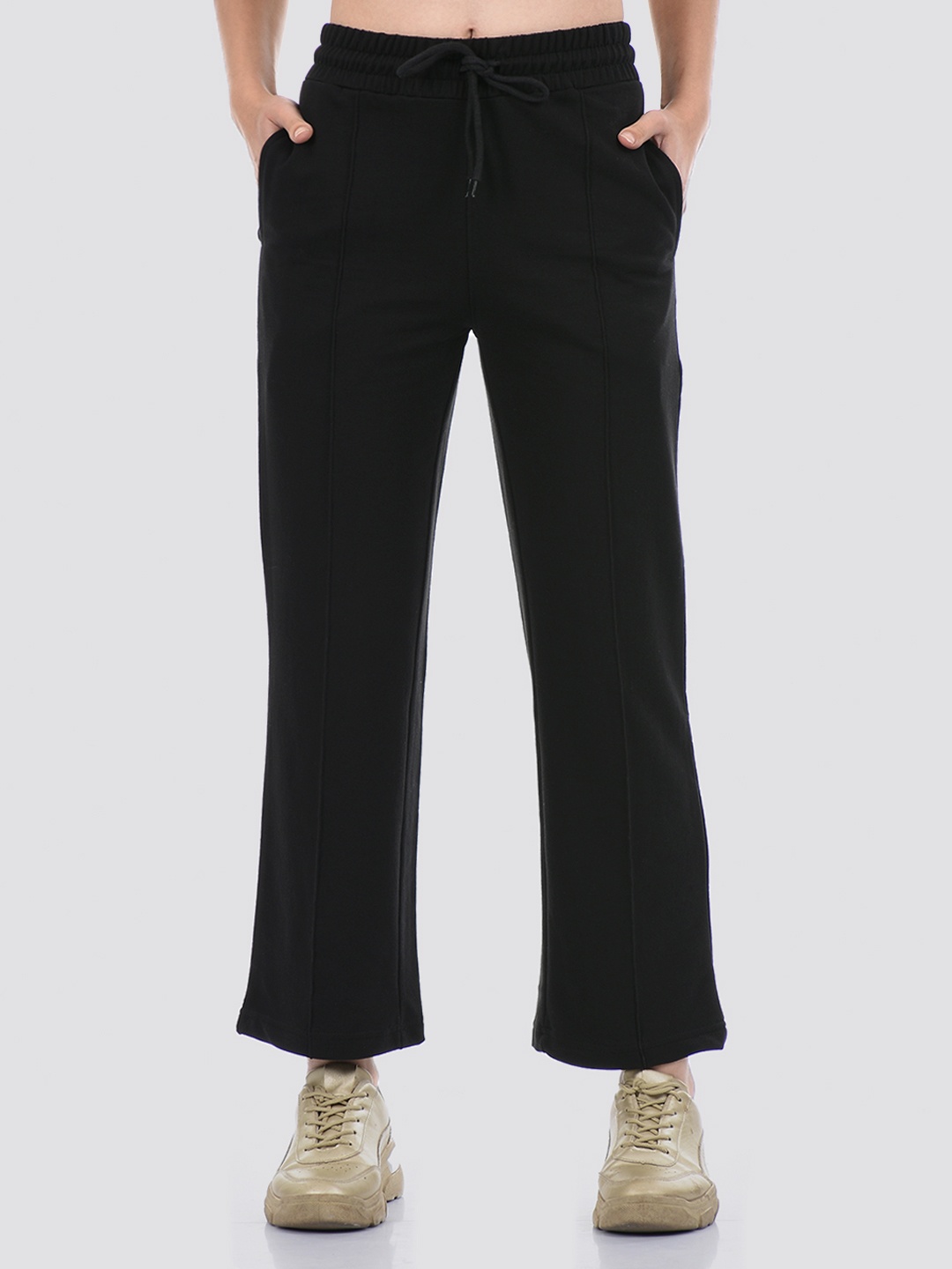 

ONEWAY Women Cotton Bootcut Fit Track Pants, Black