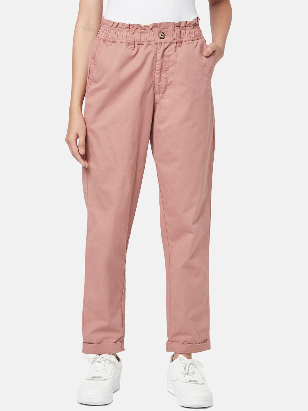 

Honey by Pantaloons Women High-Rise Trousers, Pink