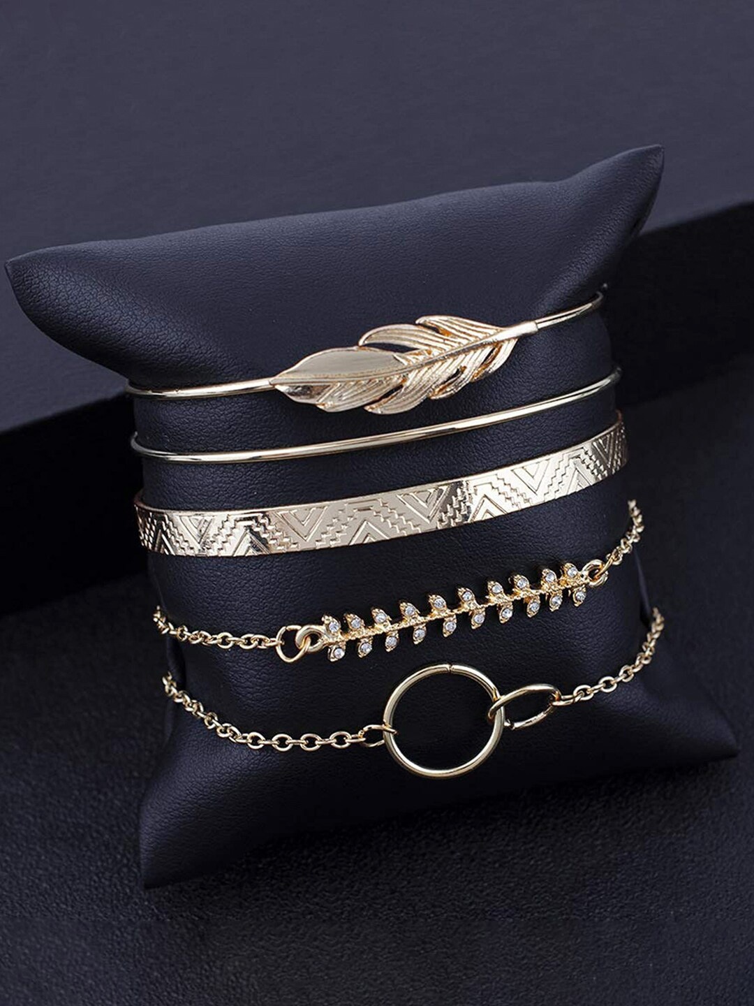 

Jewels Galaxy Women Pack Of 5 Gold-Plated Kada Bracelet, White
