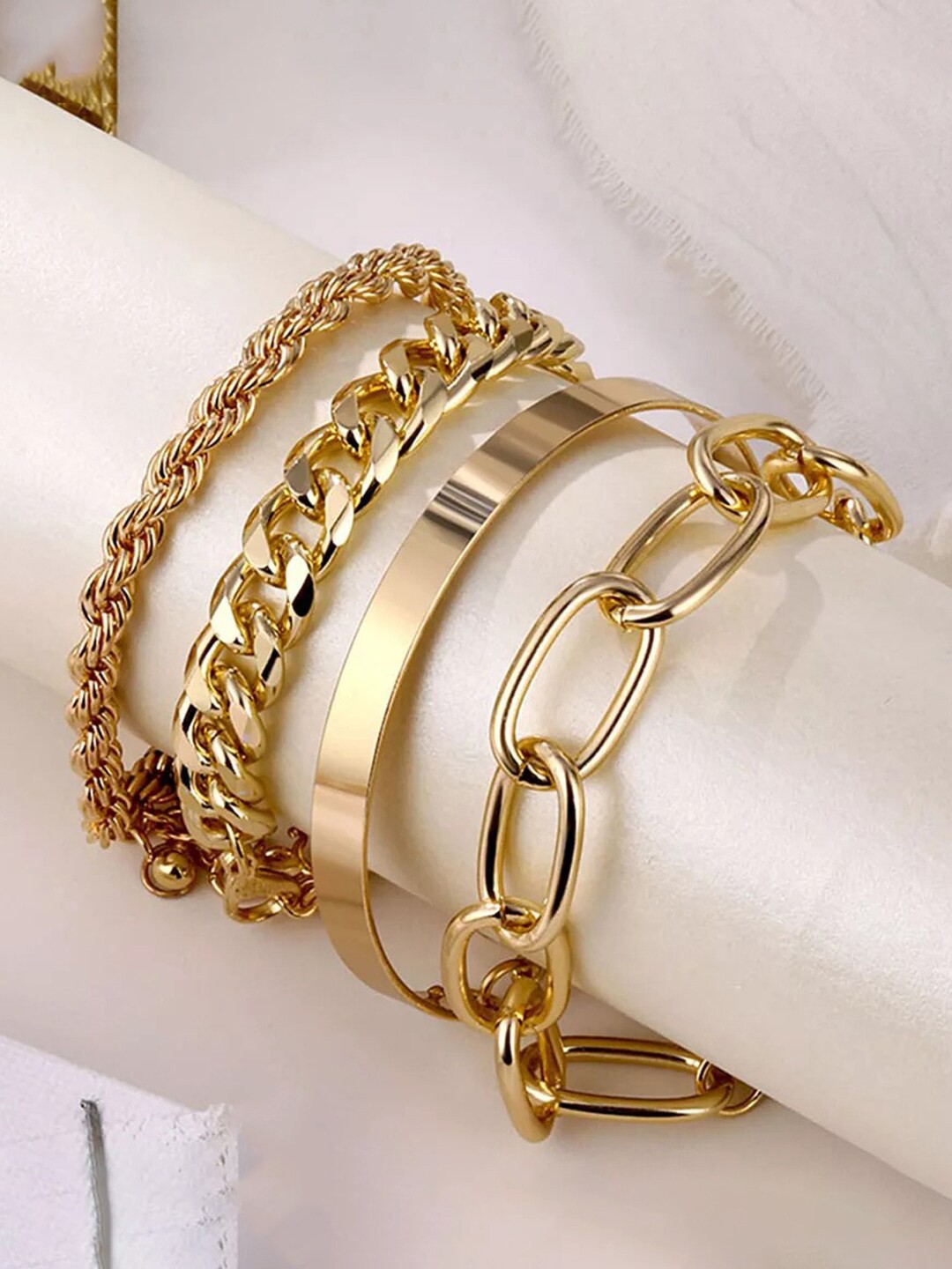 

Jewels Galaxy Women Pack Of 4 Gold-Plated Charm Bracelet