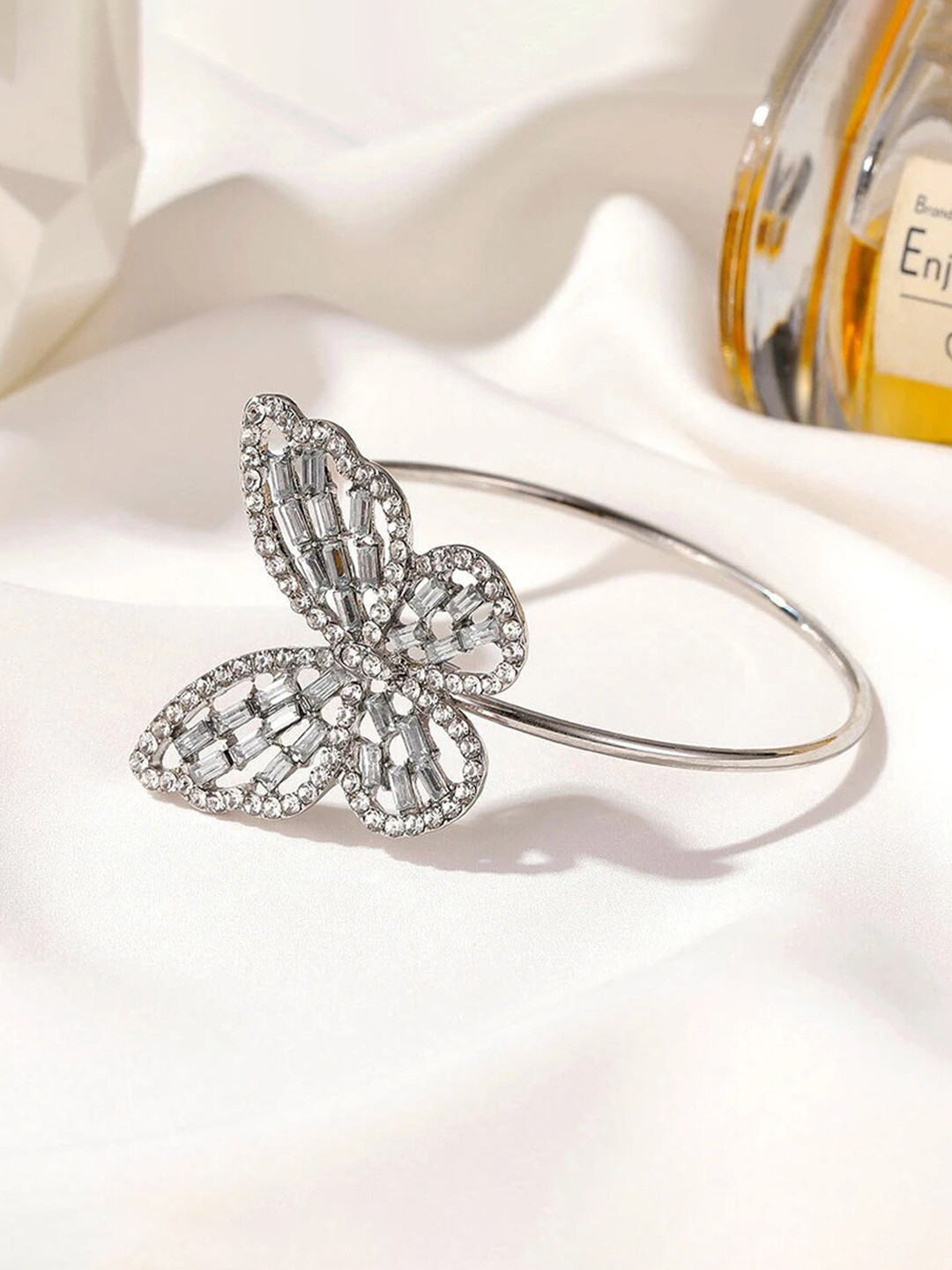 

Jewels Galaxy Women Brass Silver-Plated Cuff Bracelet