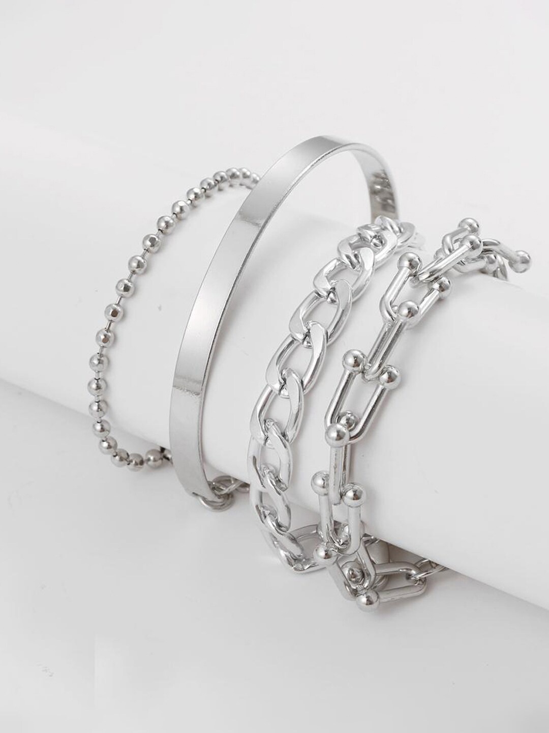 

Jewels Galaxy Women Pack Of 4 Silver-Plated Charm Bracelet