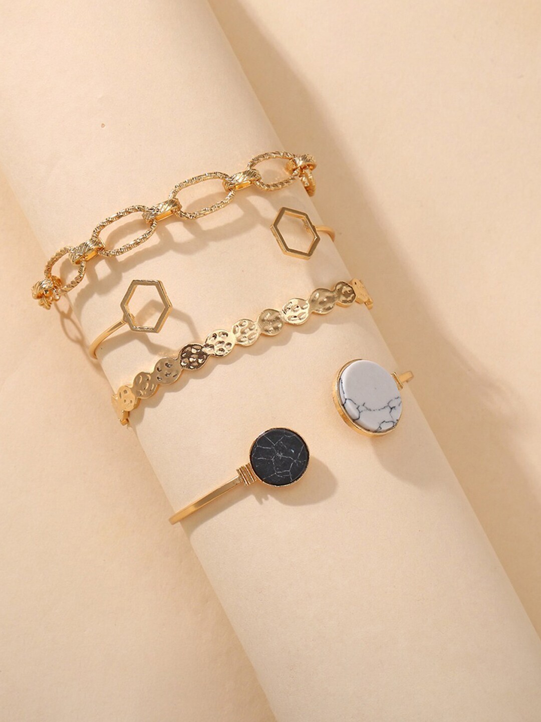 

Jewels Galaxy Women Set of 4 Gold-Plated Cuff Bracelet
