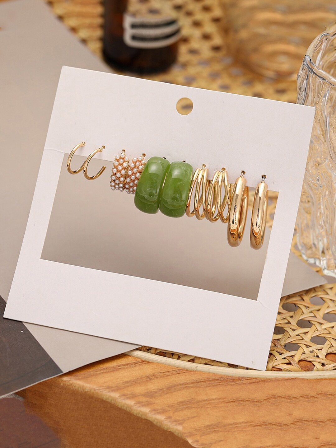 

Jewels Galaxy Set of 5 Gold-Plated Contemporary Hoop Earrings, White
