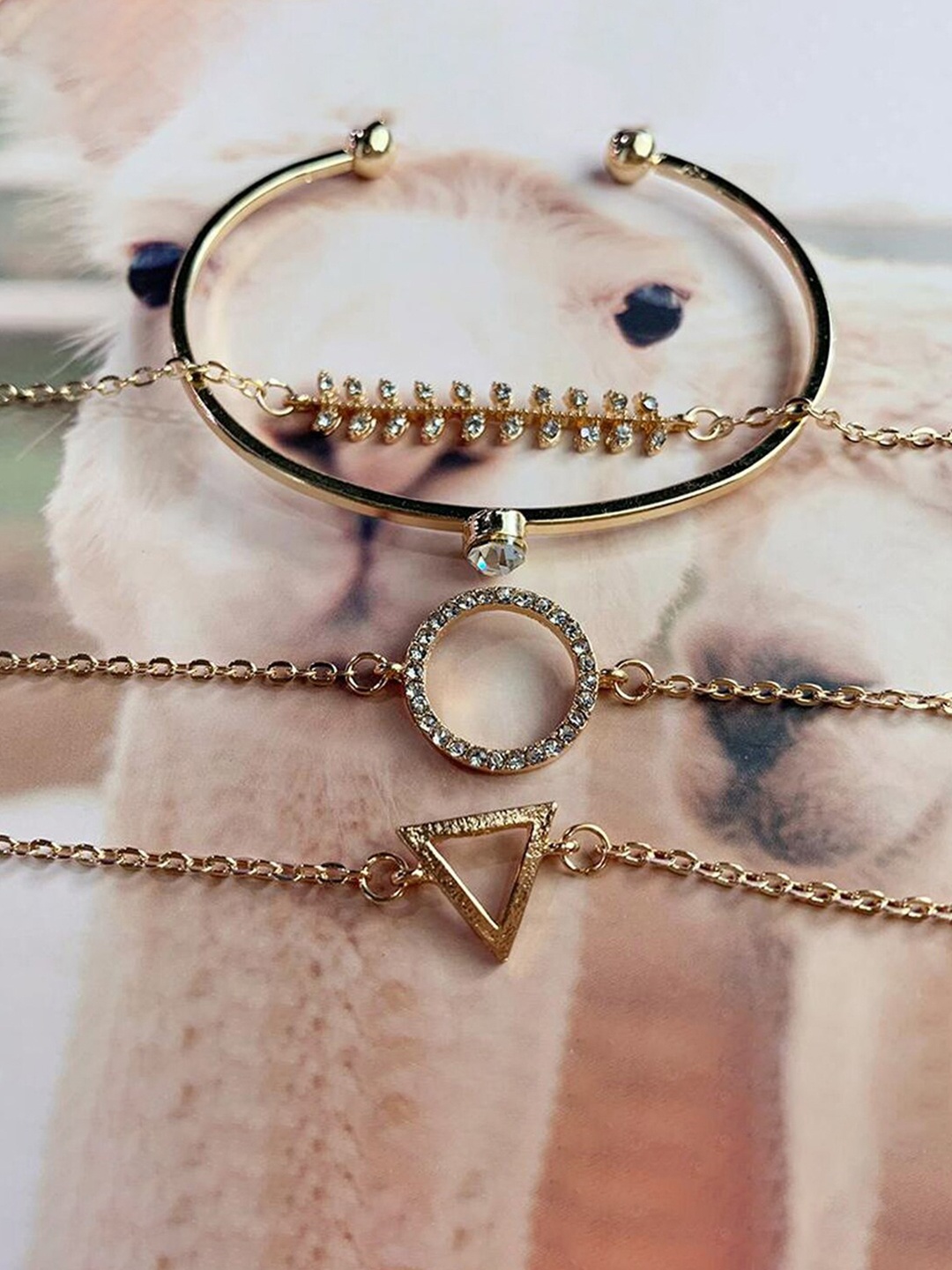 

Jewels Galaxy Women Set Of 4 Gold-Plated Link Bracelet