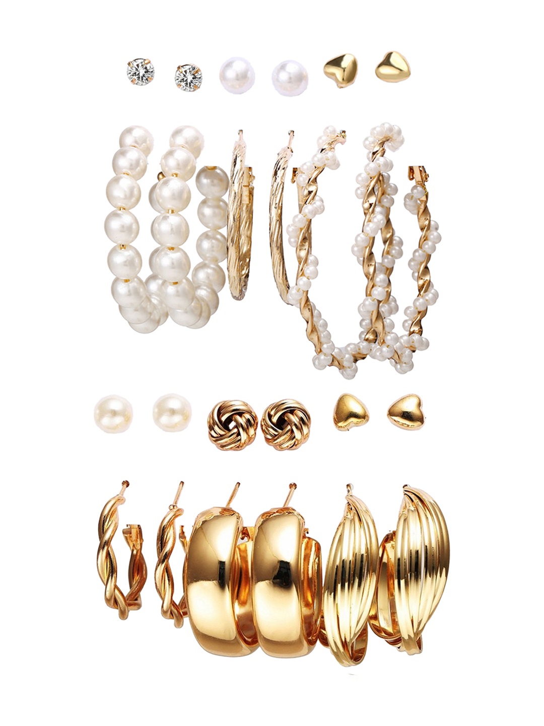 

Jewels Galaxy Pack Of 12 Contemporary Studs Earrings, White