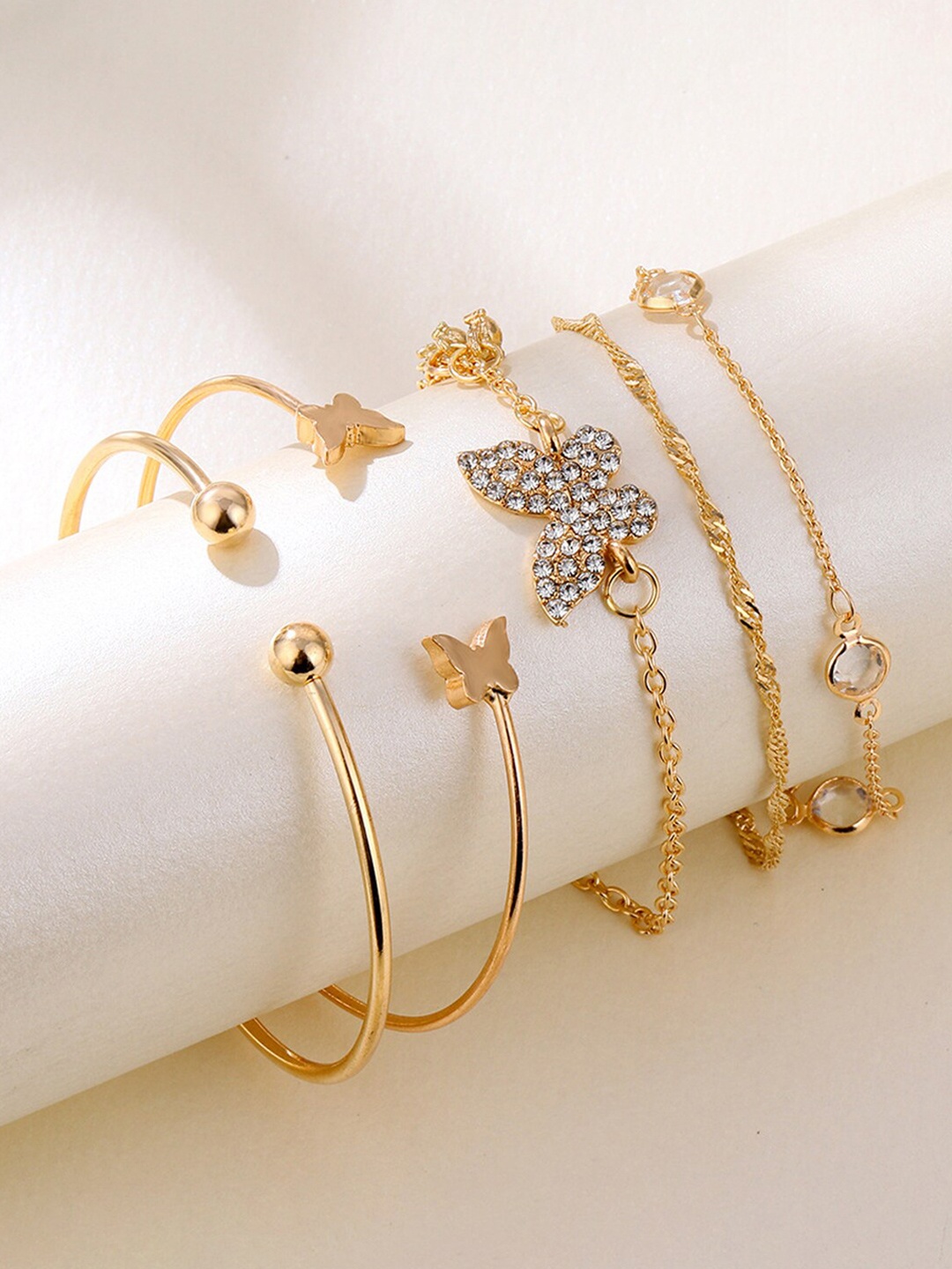 

Jewels Galaxy Women Set of 5 Gold-Plated Cuff Bracelet