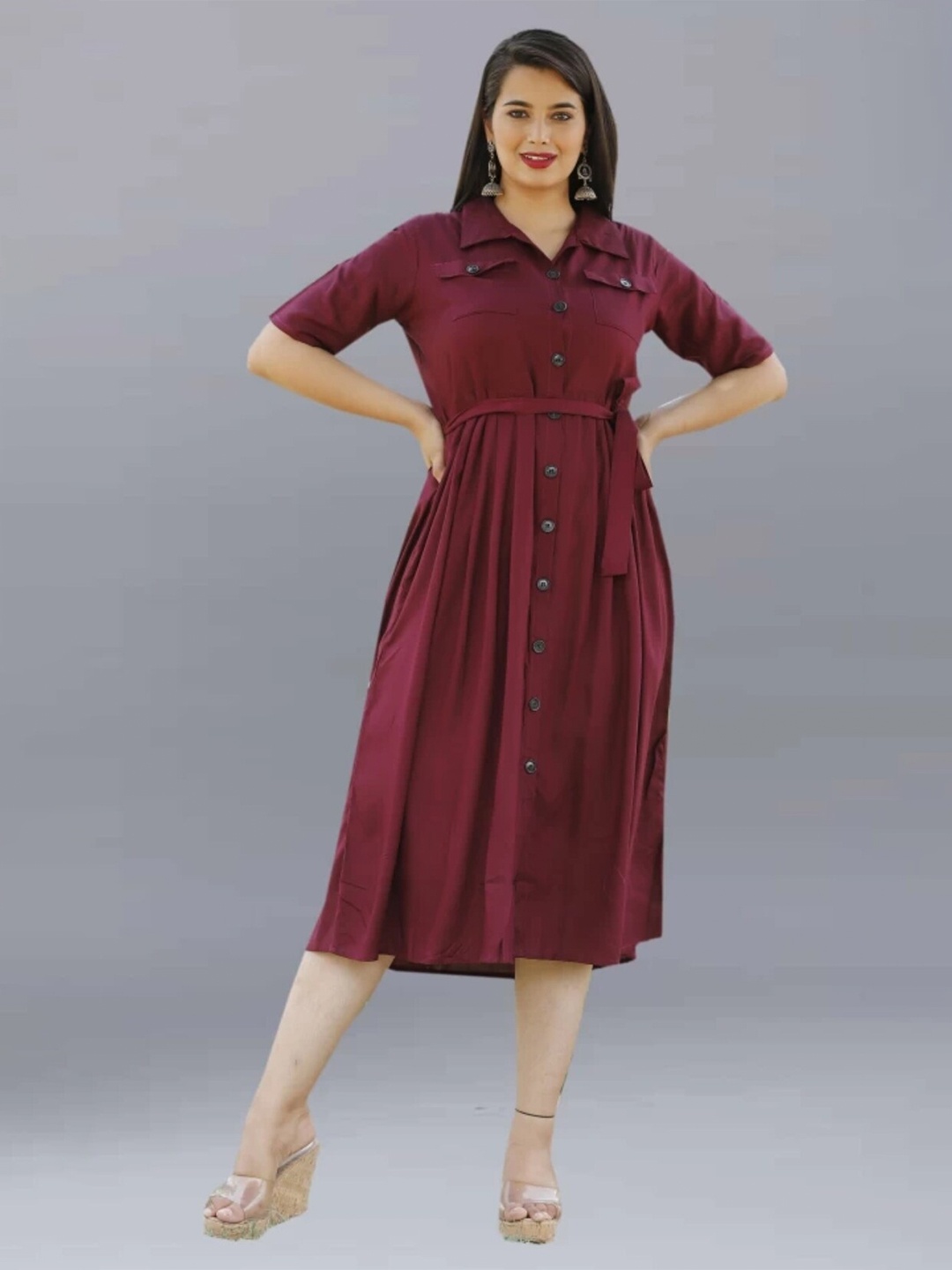 

Fashion FRICKS Midi Dress, Maroon