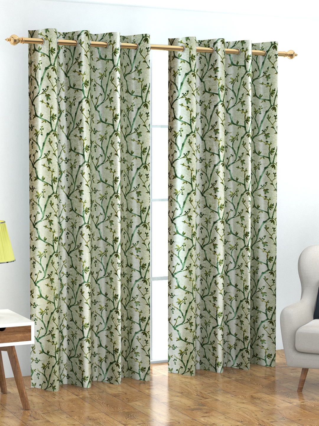 

Home Crayons Fleur Green & White Set of 2 Floral Long Door Curtain