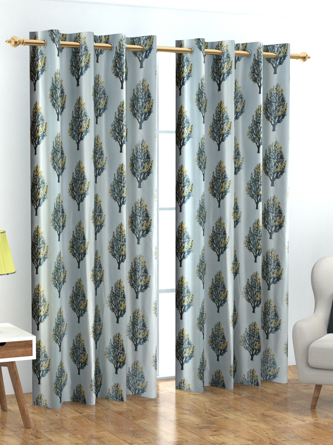 

Home Crayons Fleur Blue & Yellow Set of 2 Floral Window Curtain