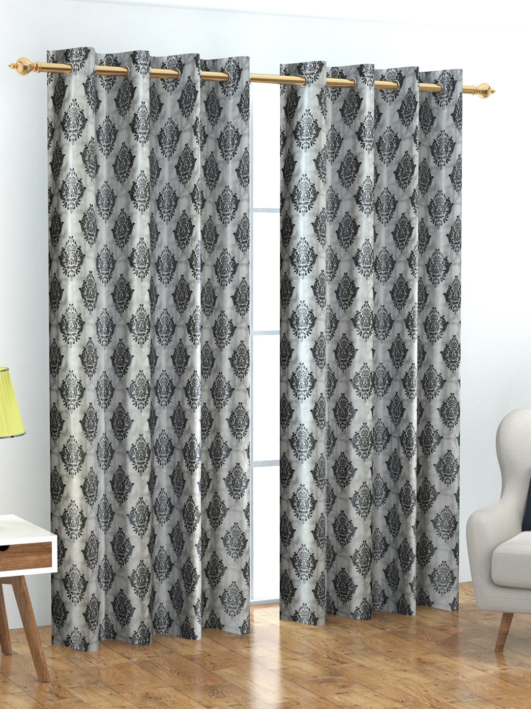 

Home Crayons Fleur Grey & Black Set of 2 Ethnic Motifs Door Curtain