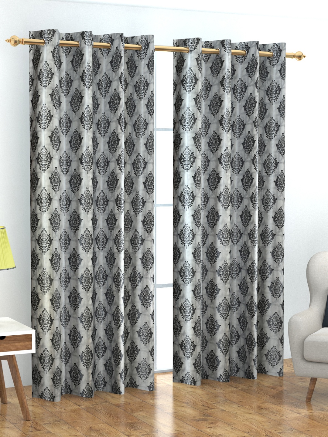 

Home Crayons Fleur Grey & Black Set of 2 Ethnic Motifs Long Door Curtain