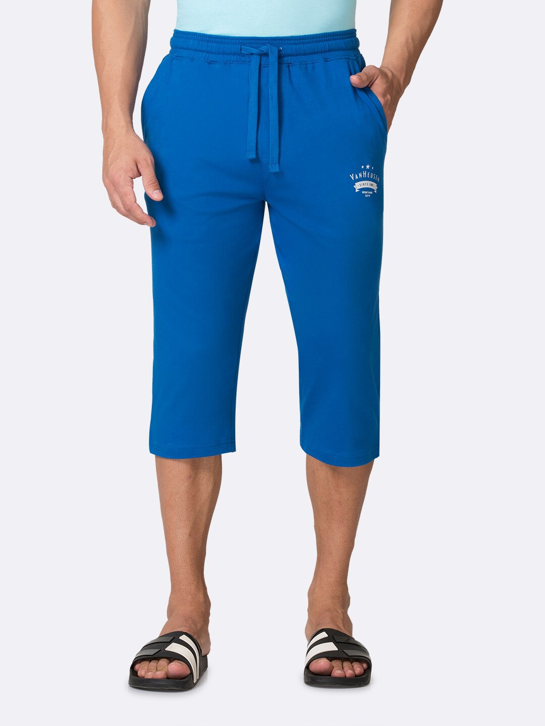 

Van Heusen Men Super Combed Cotton Lounge Shorts, Blue