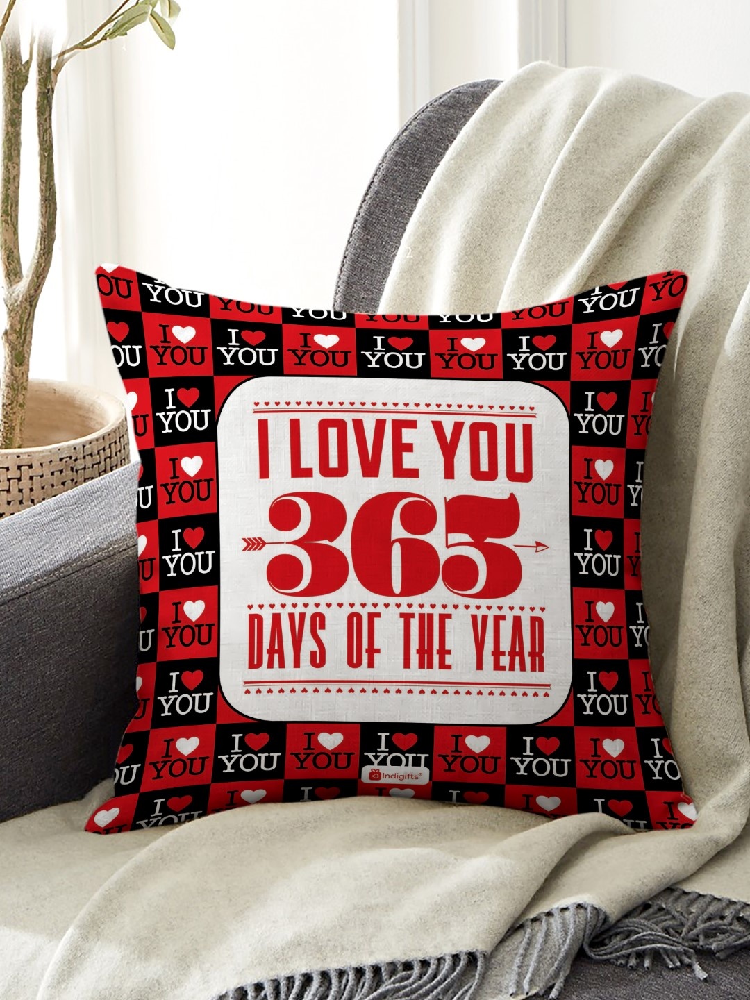 

Indigifts Red & Black Typography Printed Square Cushion Cover