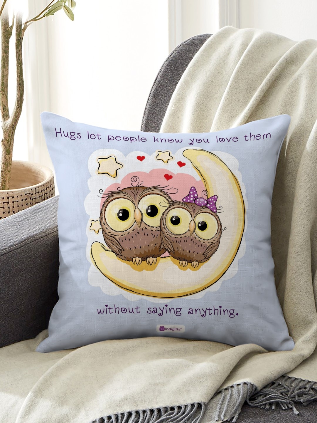 

Indigifts Blue & Brown Digital Printed Square Cushion Cover