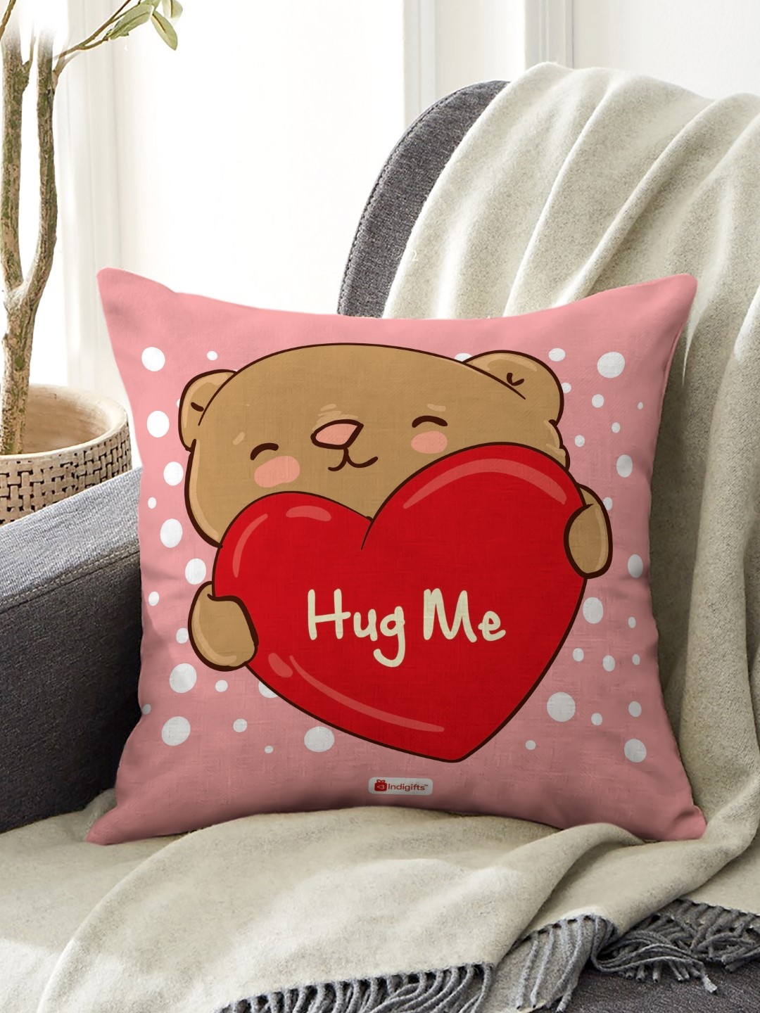 

Indigifts Pink & Red Digital Printed Square Cushion Cover