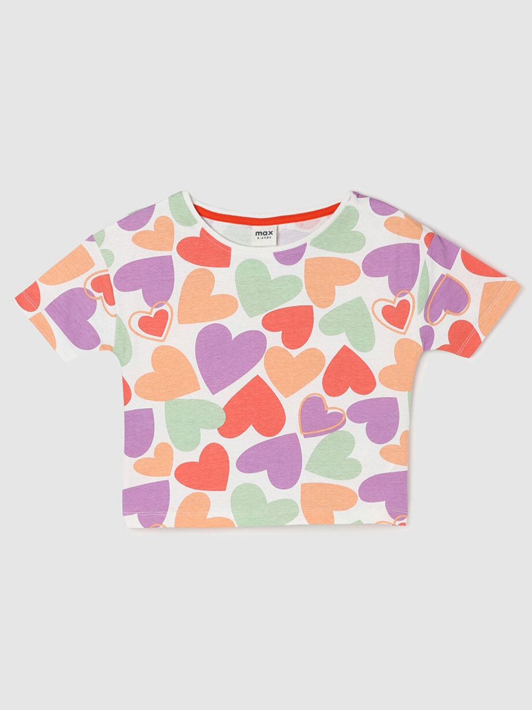 

max Girls Conversation Printed Cotton T-shirt, Cream