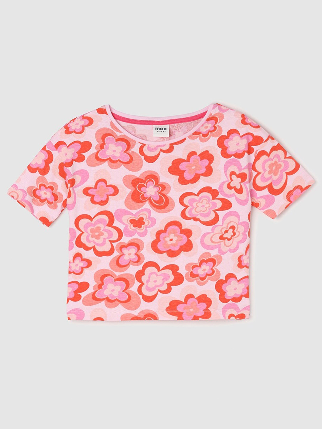 

max Girls Floral Printed T-shirt, Pink