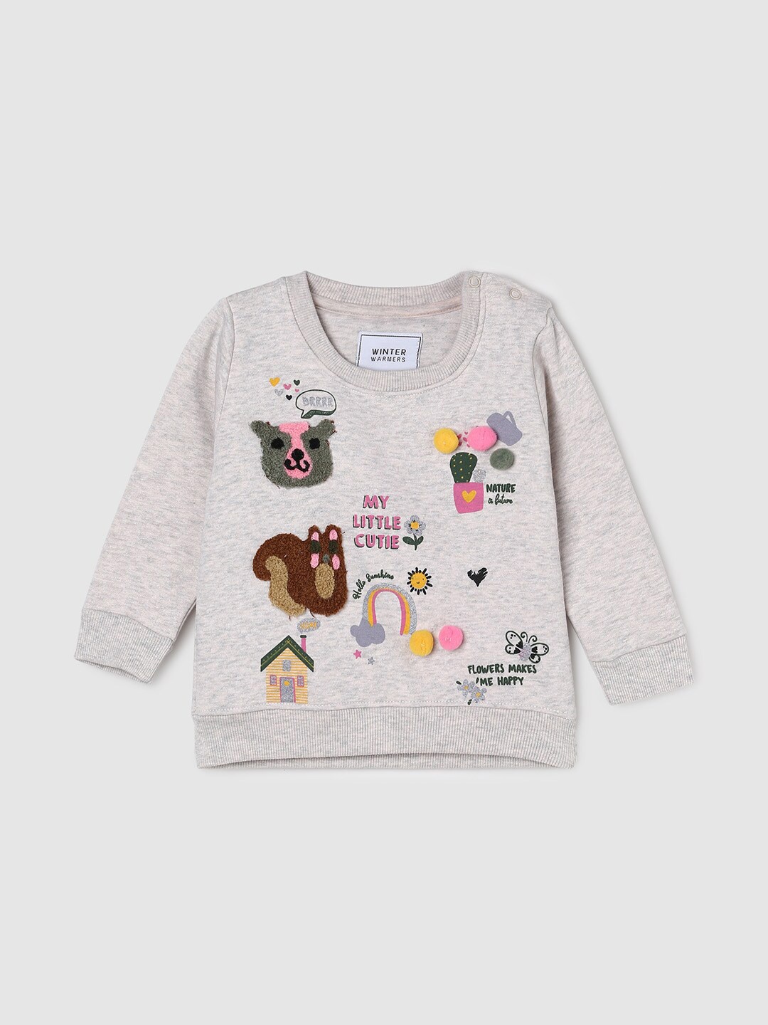 

max Girls Embellished Round Neck Sweatshirt, Beige
