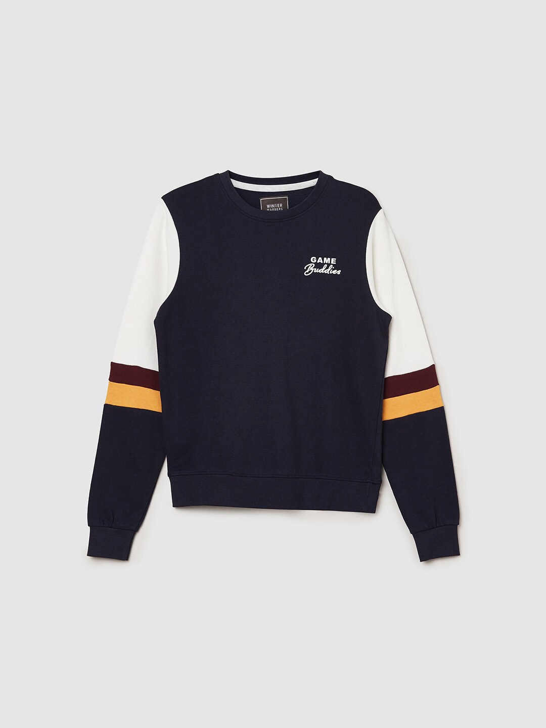 

max Boys Colourblocked Round Neck Cotton Sweatshirt, Blue