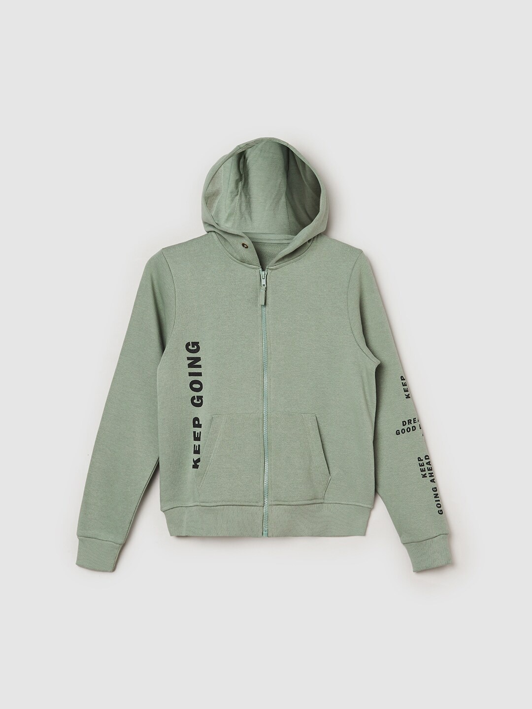 

max Boys Printed Hooded Cotton Sweatshirt, Green