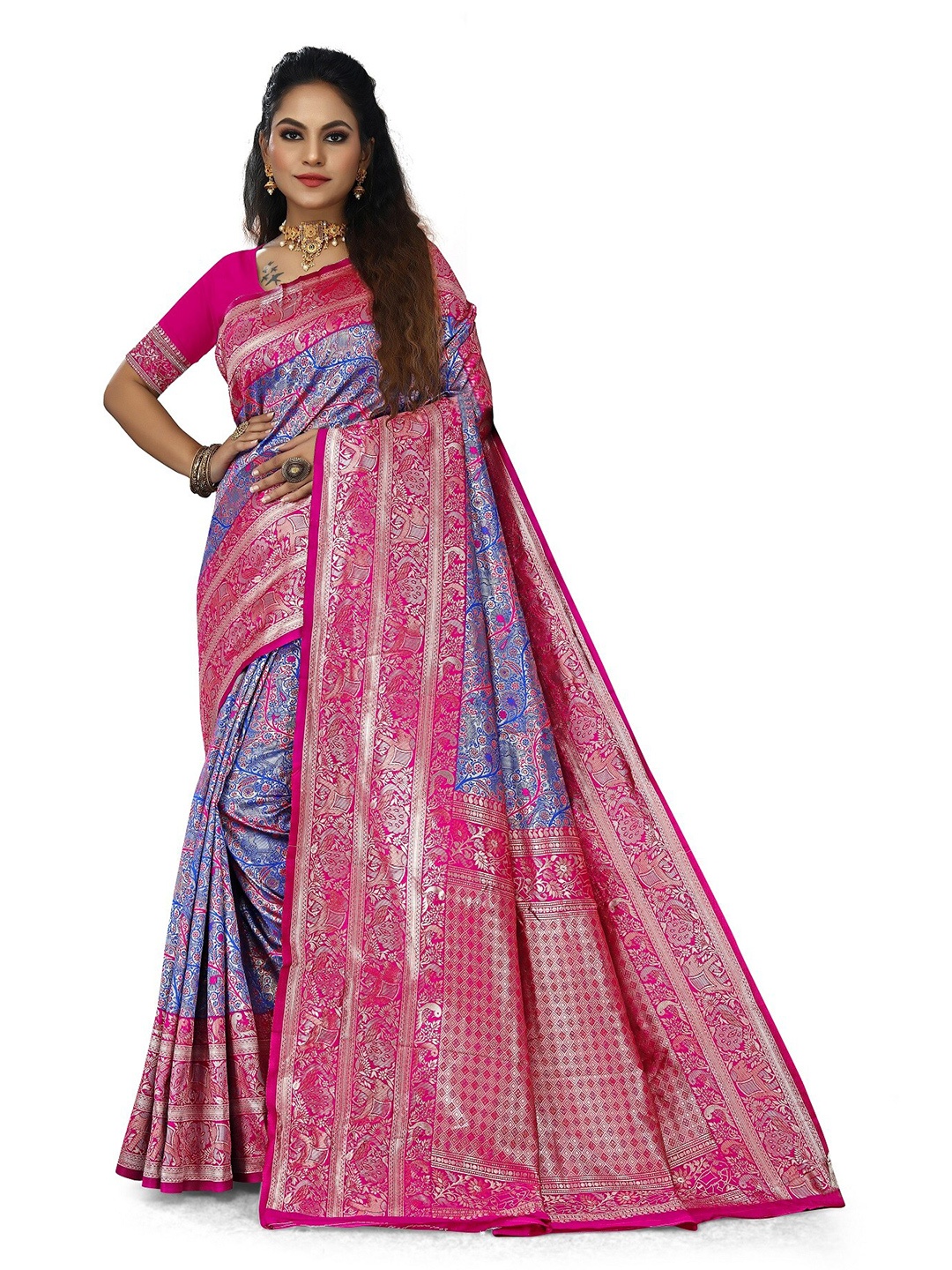 

Rivana Woven Design Zari Kanjeevaram Saree, Blue