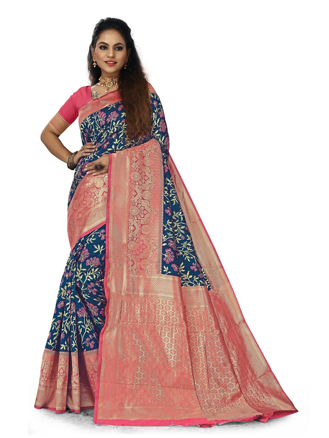 

Rivana Woven Design Zari Banarasi Saree, Navy blue
