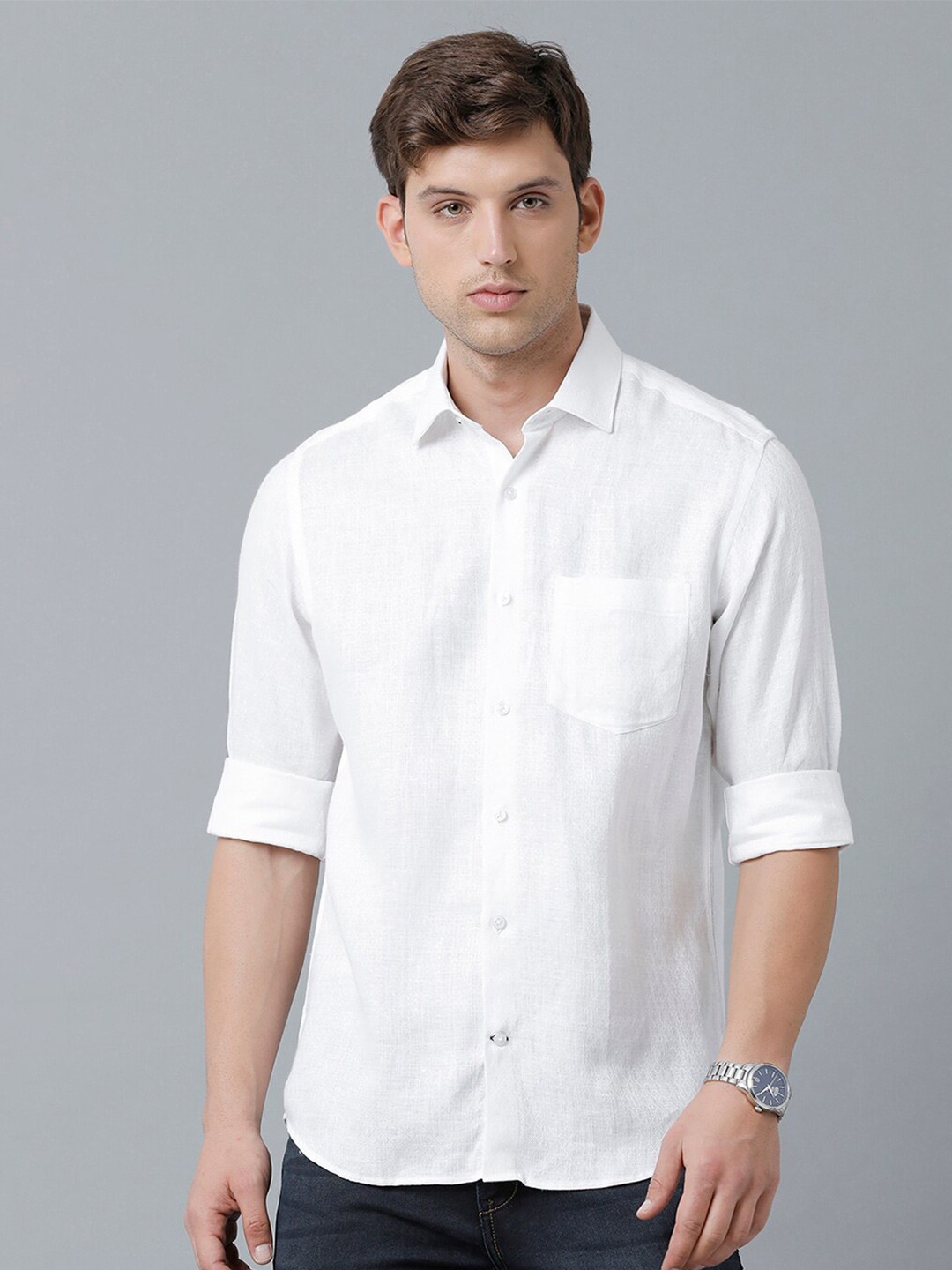 

Linen Club Men Sustainable Casual Linen Shirt, White