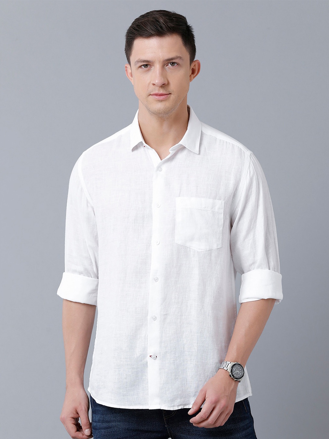 

Linen Club Men Sustainable Casual Linen Shirt, White