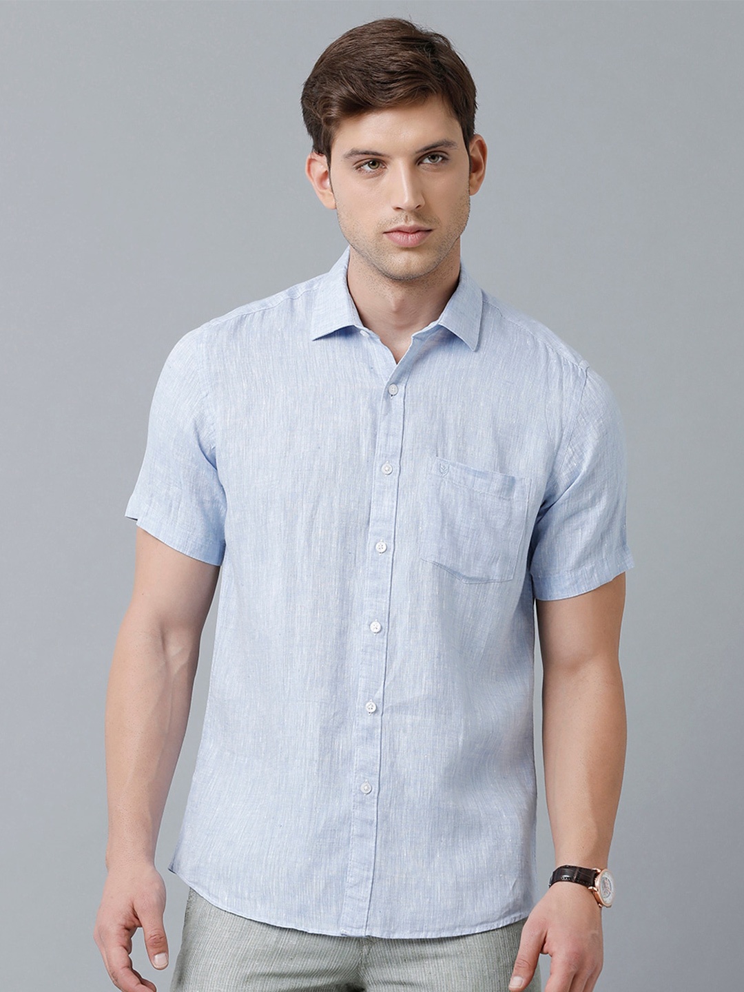 

Linen Club Men Linen Sustainable Casual Shirt, Blue