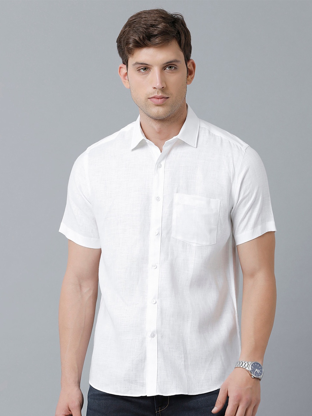 

Linen Club Men Sustainable Casual Linen Shirt, White