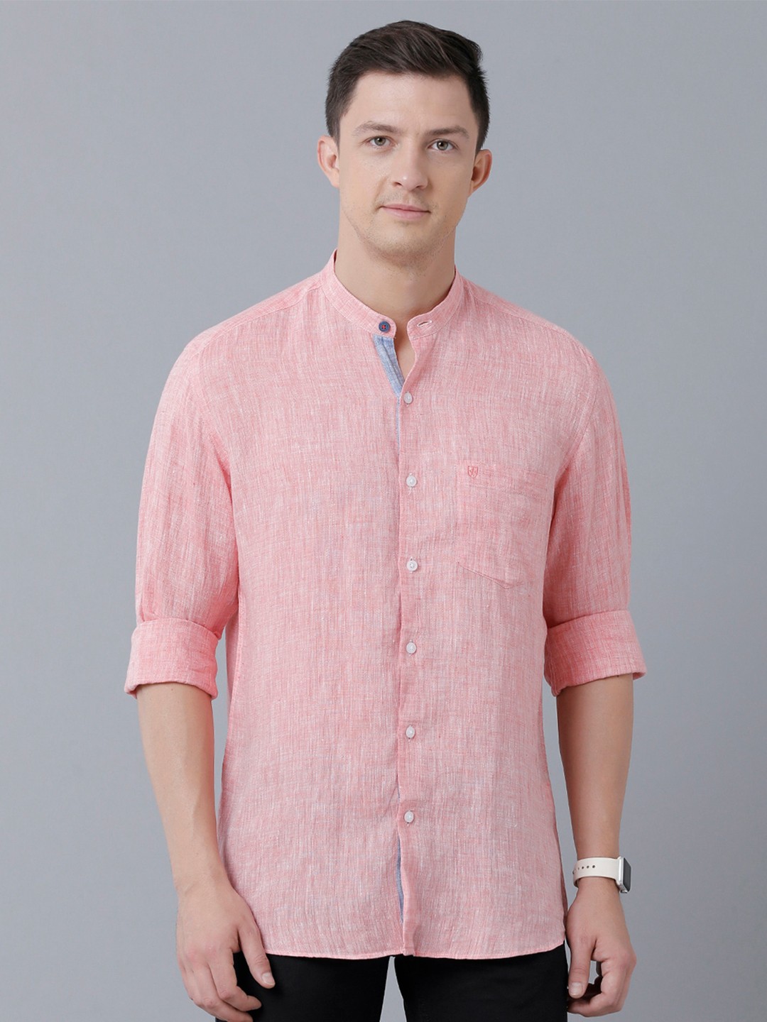 

Linen Club Men Sustainable Casual Pure Linen Shirt, Pink