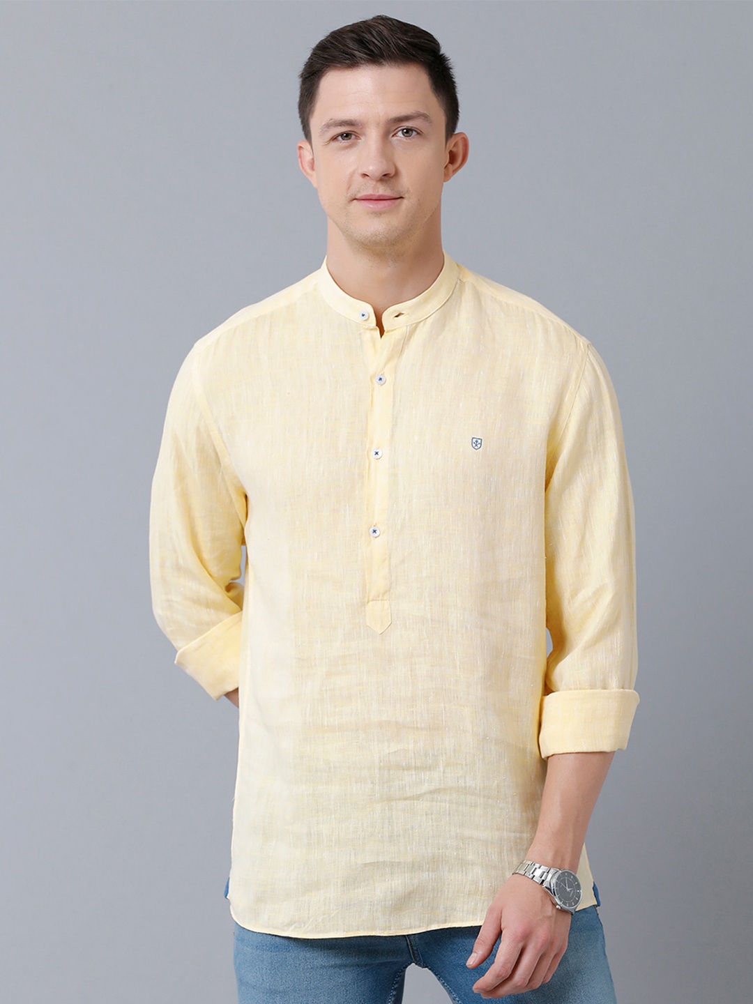 

Linen Club Men Sustainable Casual Shirt, Yellow