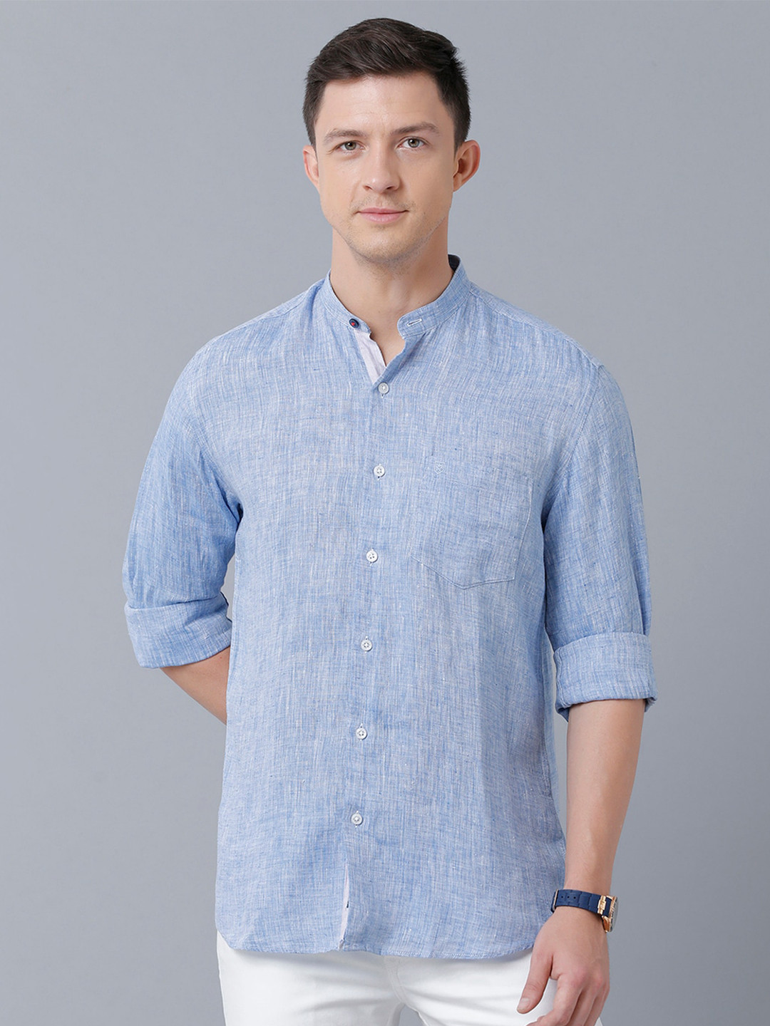 

Linen Club Men Linen Sustainable Casual Shirt, Blue