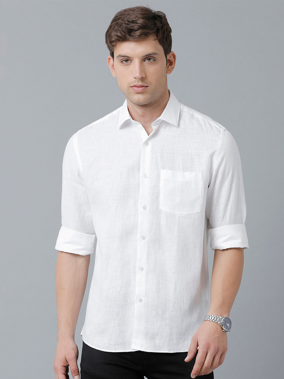

Linen Club Men Sustainable Casual Shirt, White