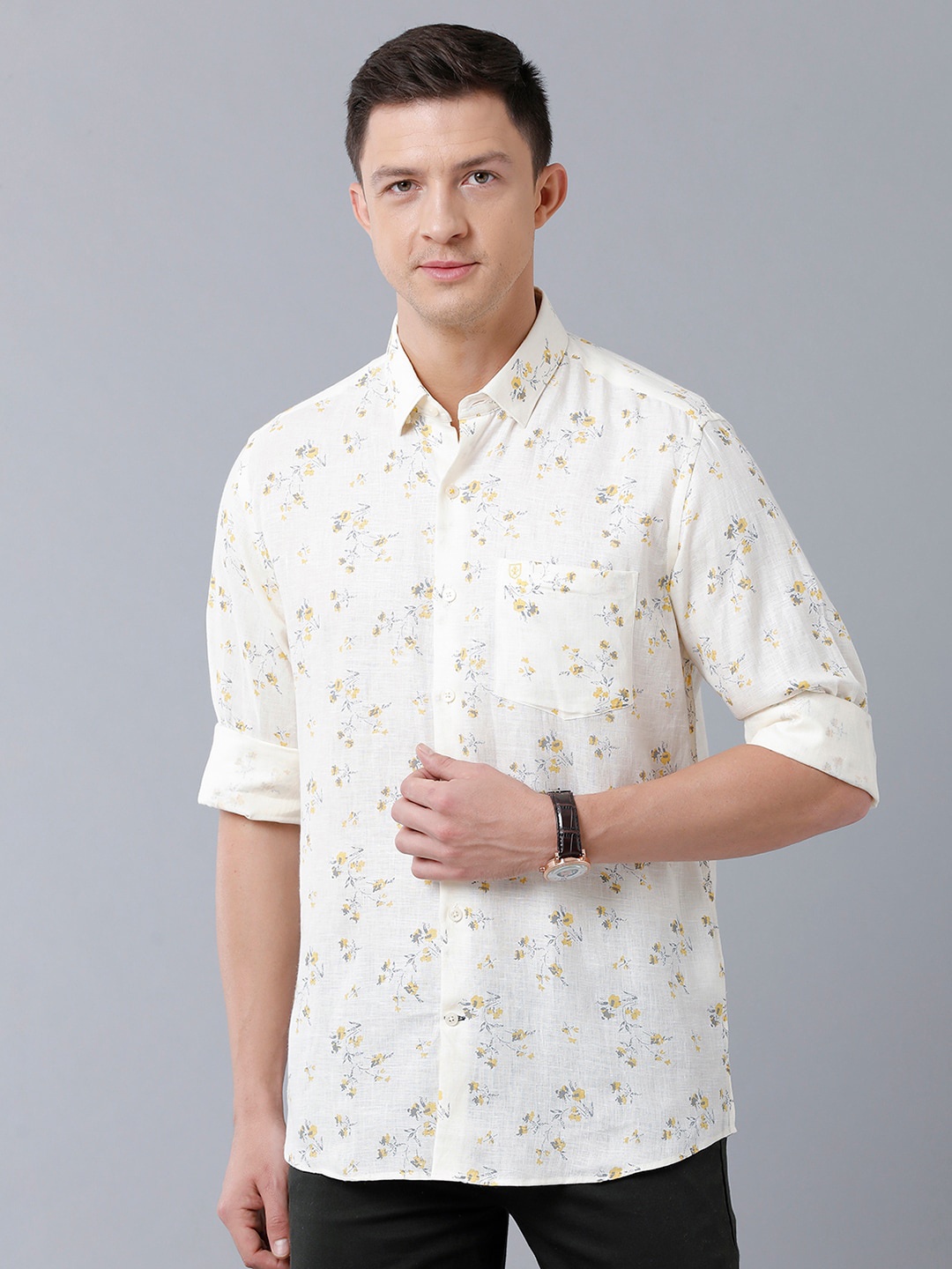 

Linen Club Men Regular Fit Pure Linen Sustainable Casual Shirt, Yellow