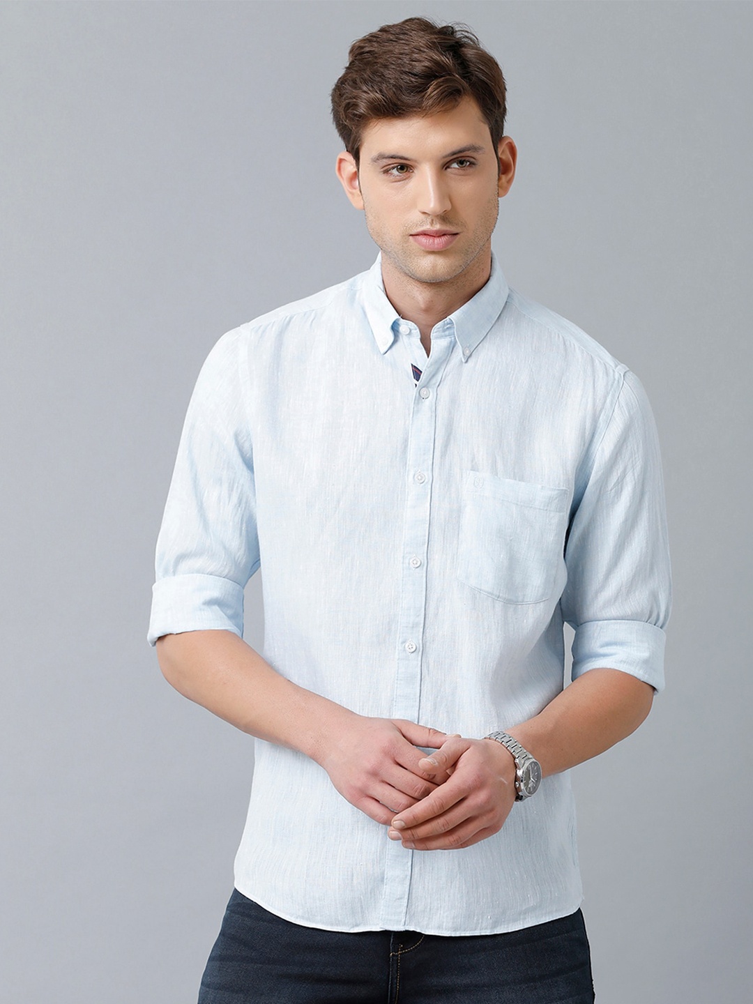 

Linen Club Men Casual Shirt, Blue