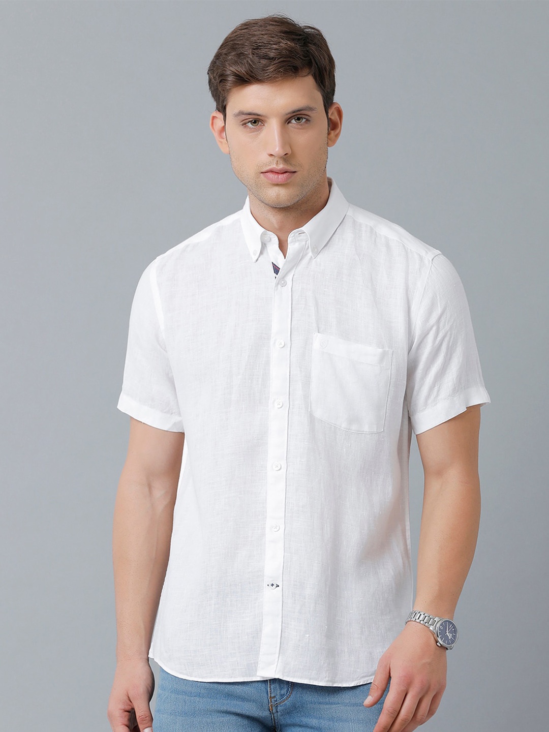 

Linen Club Men Sustainable Casual Pure Linen Shirt, White