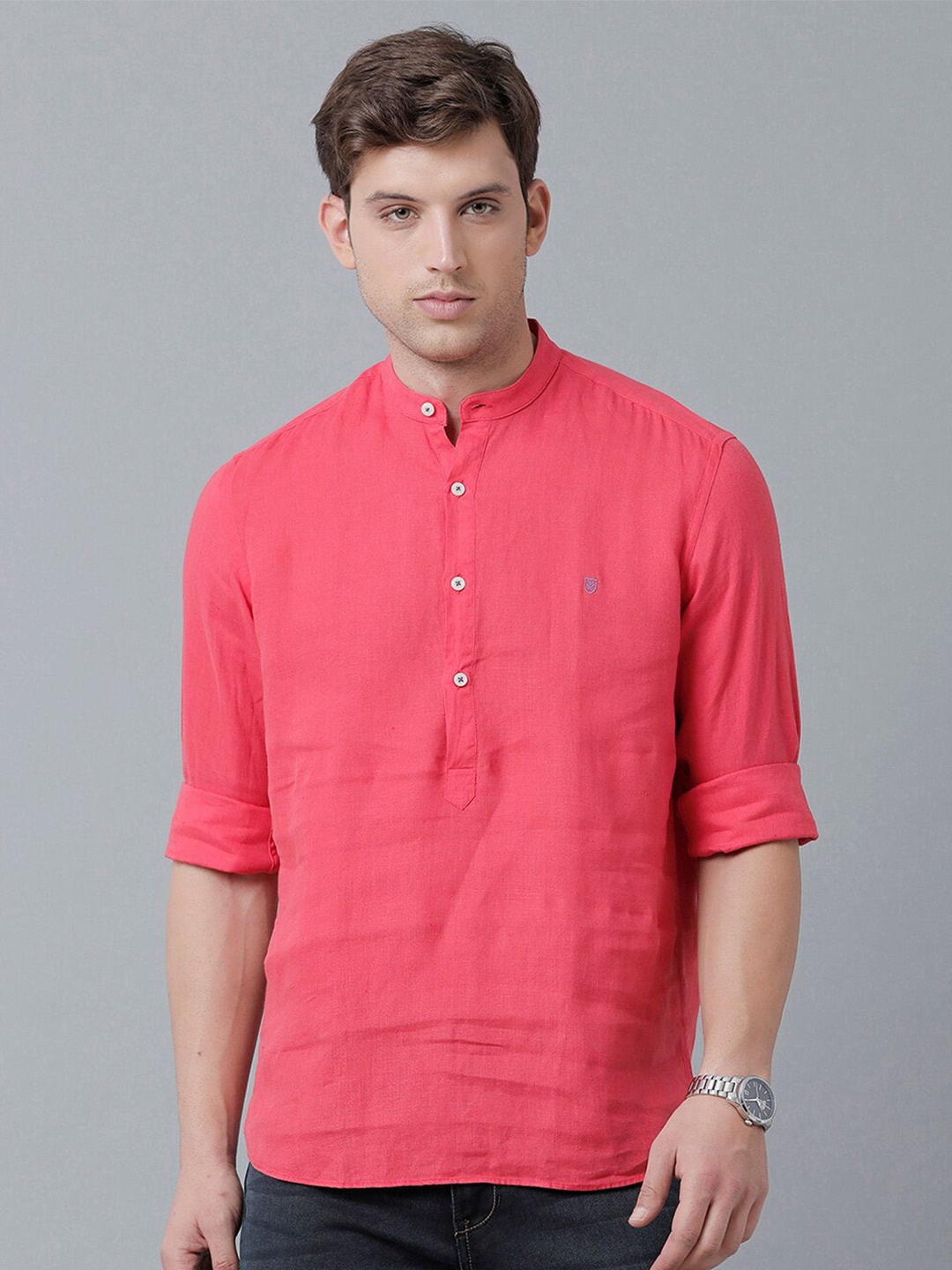 

Linen Club Men Solid Sustainable Casual Shirt, Red