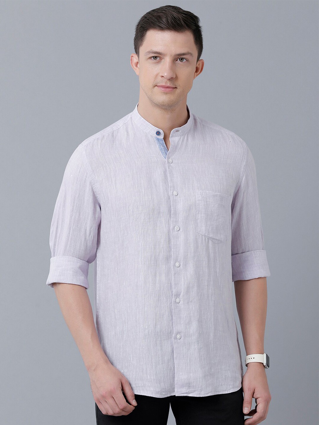 

Linen Club Men Solid Sustainable Casual Shirt, Purple
