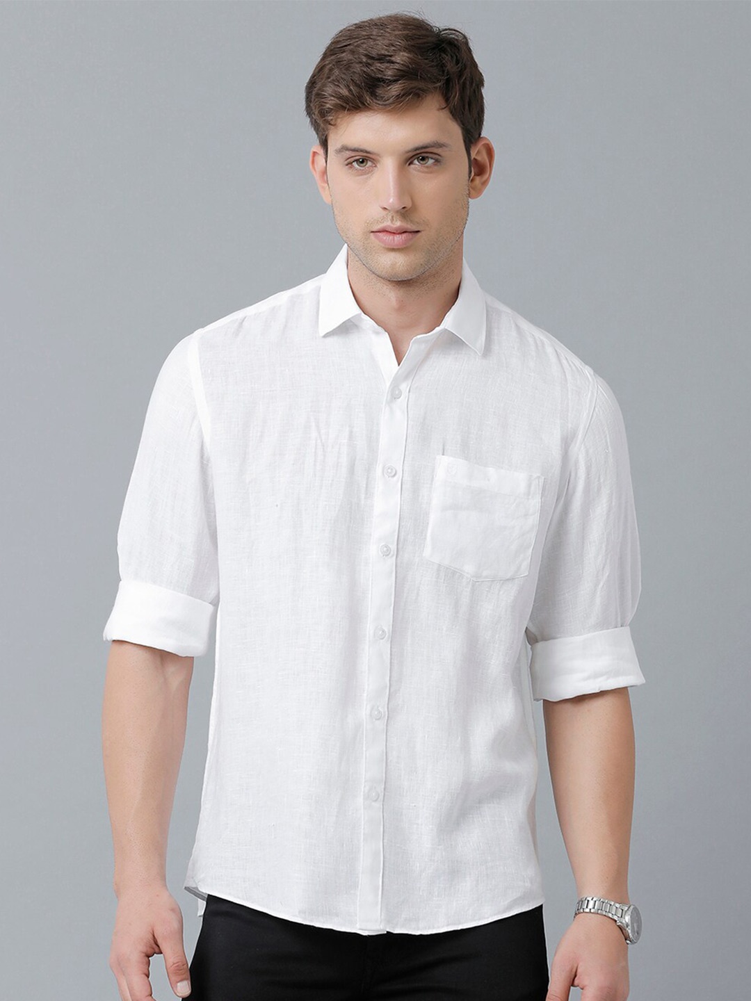

Linen Club Men Sustainable Casual Shirt, White