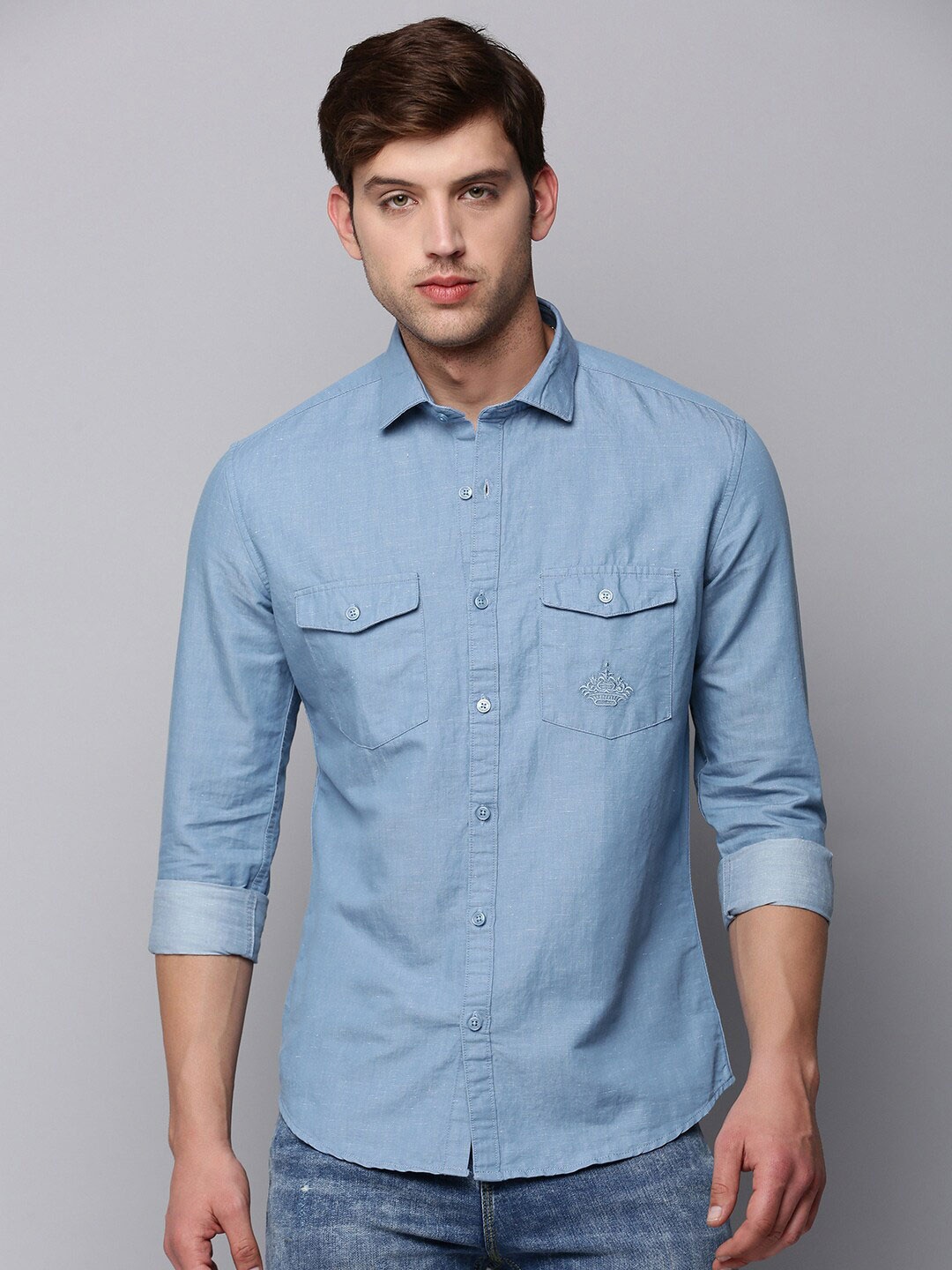 

SHOWOFF Men Classic Casual Cotton Shirt, Blue